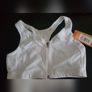 MOVING COMFORT GRACE 34DD Front Zip SPORTS BRA (White, Medium Impact)